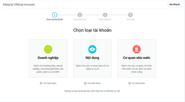 các loại tài khoản Zalo OA các loại tài khoản Zalo OA