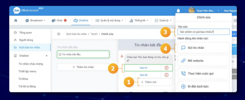 Message Ads Zalo setup