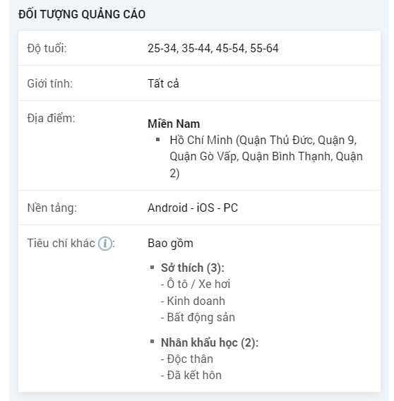 Đối tượng quảng cáo bất động sản