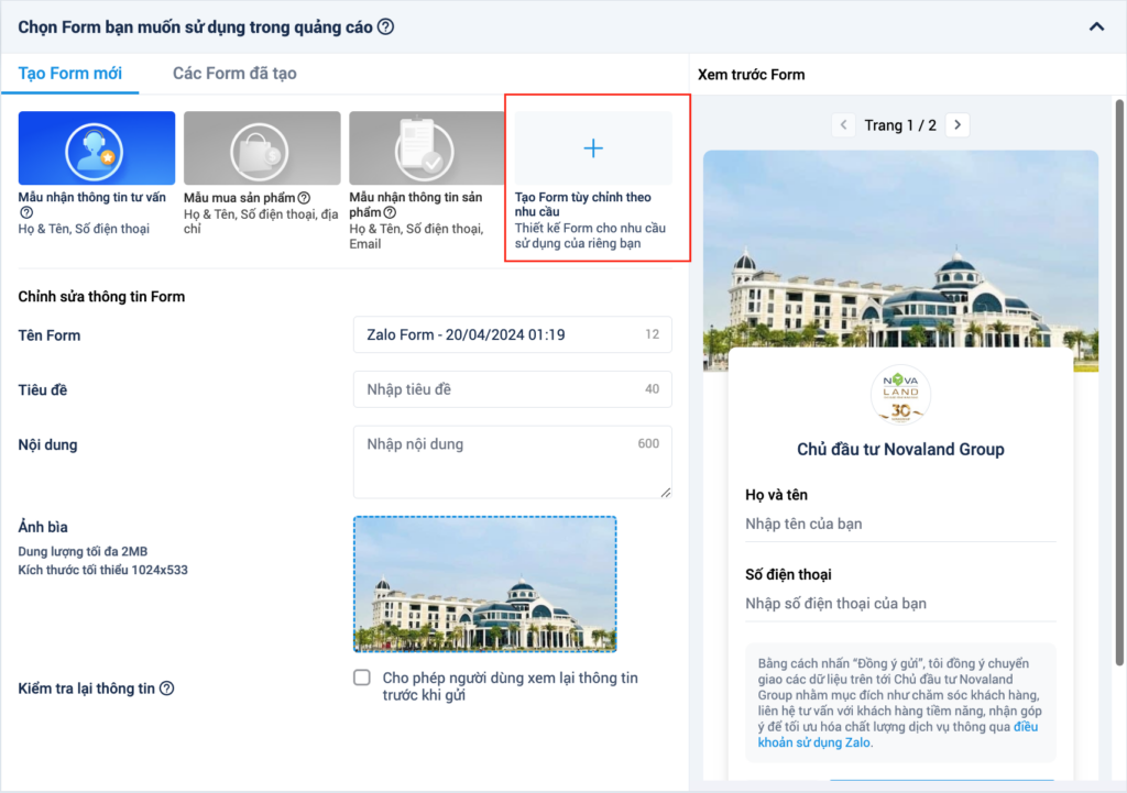 Thiết lập câu hỏi logic cho zalo form phần 1