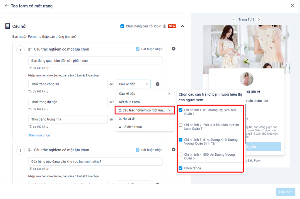 câu trả lời logic quảng cáo form zalo 02